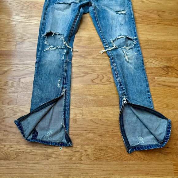 MNML Skinny Fit Heavily Distressed Zip Ankle Jeans 100% Cotton - Picture 2 of 7